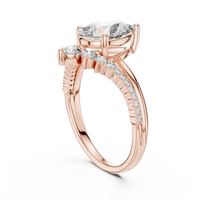 Solitaire Pear-Cut Blue Diamond Pavé Ring