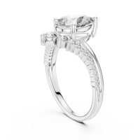 Solitaire Pear-Cut Blue Diamond Pavé Ring