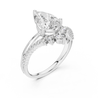 Solitaire Pear-Cut Blue Diamond Pavé Ring