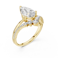 Solitaire Pear-Cut Blue Diamond Pavé Ring