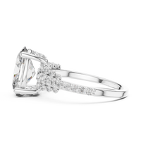 Oval-Cut Blue Diamond Round Pavé Solitaire Ring