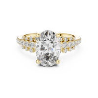 Oval-Cut Blue Diamond Round Pavé Solitaire Ring