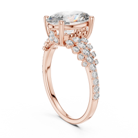 Oval-Cut Blue Diamond Round Pavé Solitaire Ring