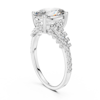 Oval-Cut Blue Diamond Round Pavé Solitaire Ring