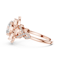 Graduated Round-Cut Blue Diamond Cluster Halo Ring