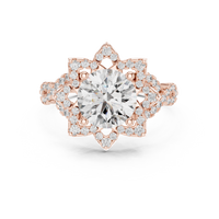 Graduated Round-Cut Blue Diamond Cluster Halo Ring