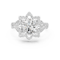Graduated Round-Cut Blue Diamond Cluster Halo Ring