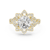 Graduated Round-Cut Blue Diamond Cluster Halo Ring