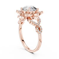 Graduated Round-Cut Blue Diamond Cluster Halo Ring