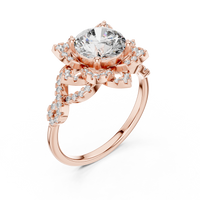 Graduated Round-Cut Blue Diamond Cluster Halo Ring