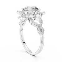 Graduated Round-Cut Blue Diamond Cluster Halo Ring