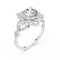 Graduated Round-Cut Blue Diamond Cluster Halo Ring