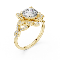 Graduated Round-Cut Blue Diamond Cluster Halo Ring
