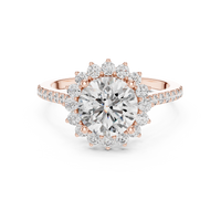 Round-Cut Halo Pavé Blue Diamond Ring