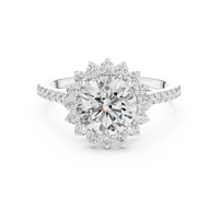 Round-Cut Halo Pavé Blue Diamond Ring