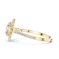 Round-Cut Halo Pavé Blue Diamond Ring