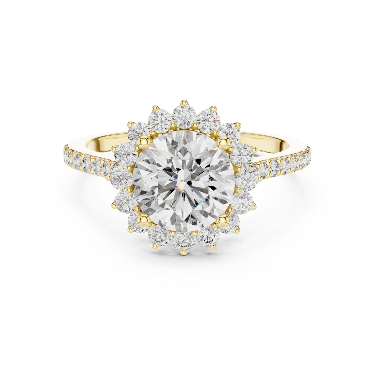 Round-Cut Halo Pavé Blue Diamond Ring