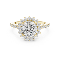 Round-Cut Halo Pavé Blue Diamond Ring