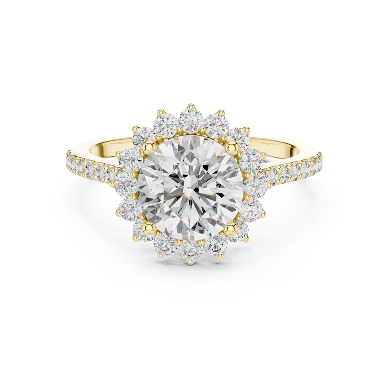 Round-Cut Halo Pavé Blue Diamond Ring