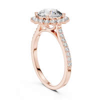 Round-Cut Halo Pavé Blue Diamond Ring
