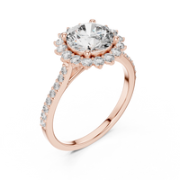 Round-Cut Halo Pavé Blue Diamond Ring