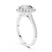 Round-Cut Halo Pavé Blue Diamond Ring