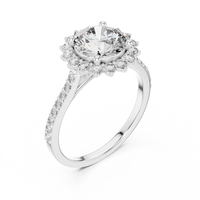 Round-Cut Halo Pavé Blue Diamond Ring
