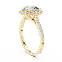 Round-Cut Halo Pavé Blue Diamond Ring