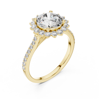 Round-Cut Halo Pavé Blue Diamond Ring