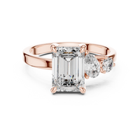Blue Diamond Three-Stone Gemstone Statement Ring
