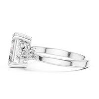 Blue Diamond Three-Stone Gemstone Statement Ring