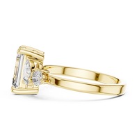 Blue Diamond Three-Stone Gemstone Statement Ring