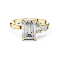 Blue Diamond Three-Stone Gemstone Statement Ring