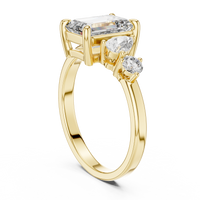 Blue Diamond Three-Stone Gemstone Statement Ring