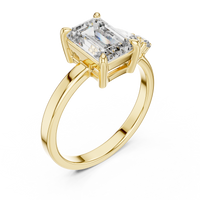 Blue Diamond Three-Stone Gemstone Statement Ring
