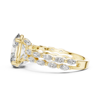 Marquise and Oval Blue Diamond Halo-style statement Ring