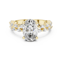 Marquise and Oval Blue Diamond Halo-style statement Ring