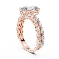 Marquise and Oval Blue Diamond Halo-style statement Ring