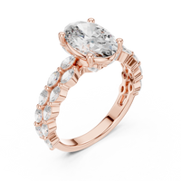Marquise and Oval Blue Diamond Halo-style statement Ring
