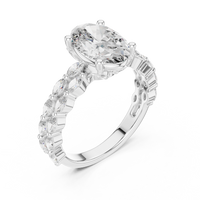 Marquise and Oval Blue Diamond Halo-style statement Ring