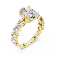 Marquise and Oval Blue Diamond Halo-style statement Ring