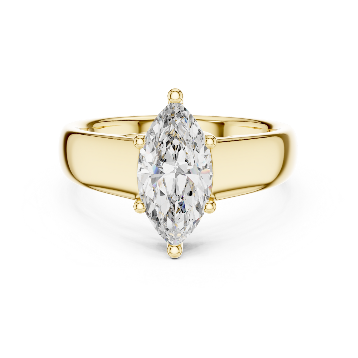 Marquise-Cut Solitaire with a Bold Polished Band Ring