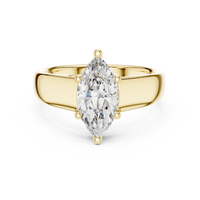 Marquise-Cut Solitaire with a Bold Polished Band Ring
