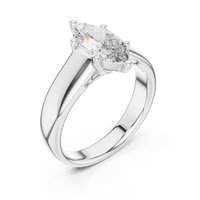 Marquise-Cut Solitaire with a Bold Polished Band Ring