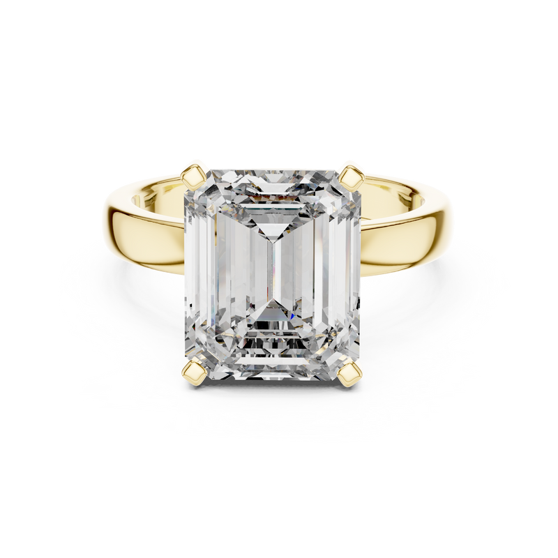Emerald-Cut Blue Diamond Solitaire Ring