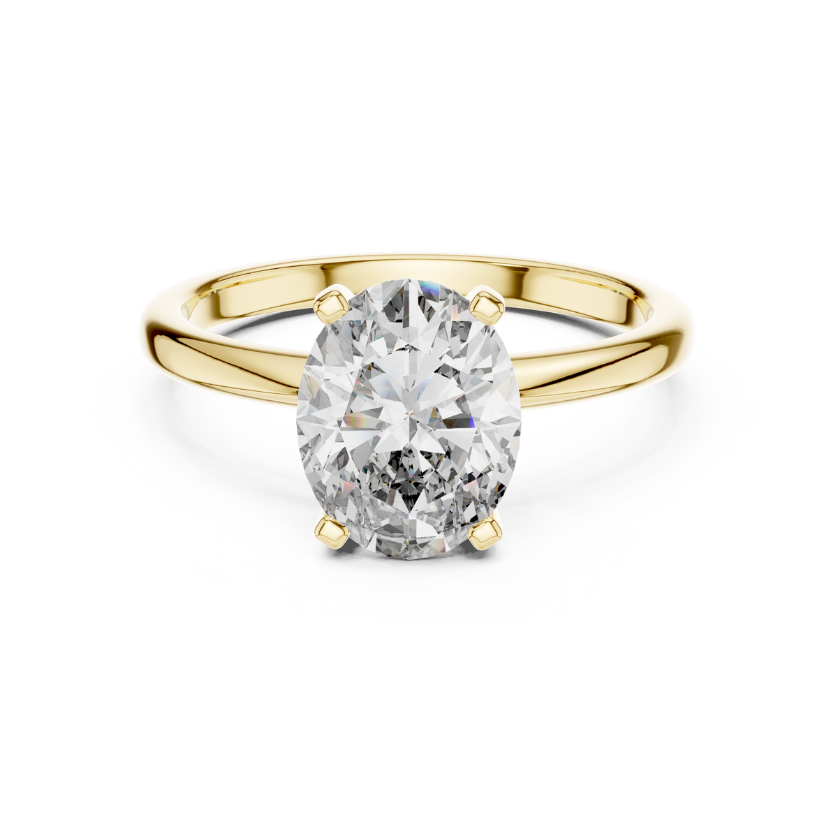 Elegant Oval-Cut Blue Diamond Solitaire Ring