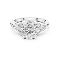 Blue Diamond Halo Accent Solitaire Ring
