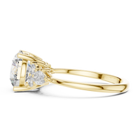 Blue Diamond Halo Accent Solitaire Ring