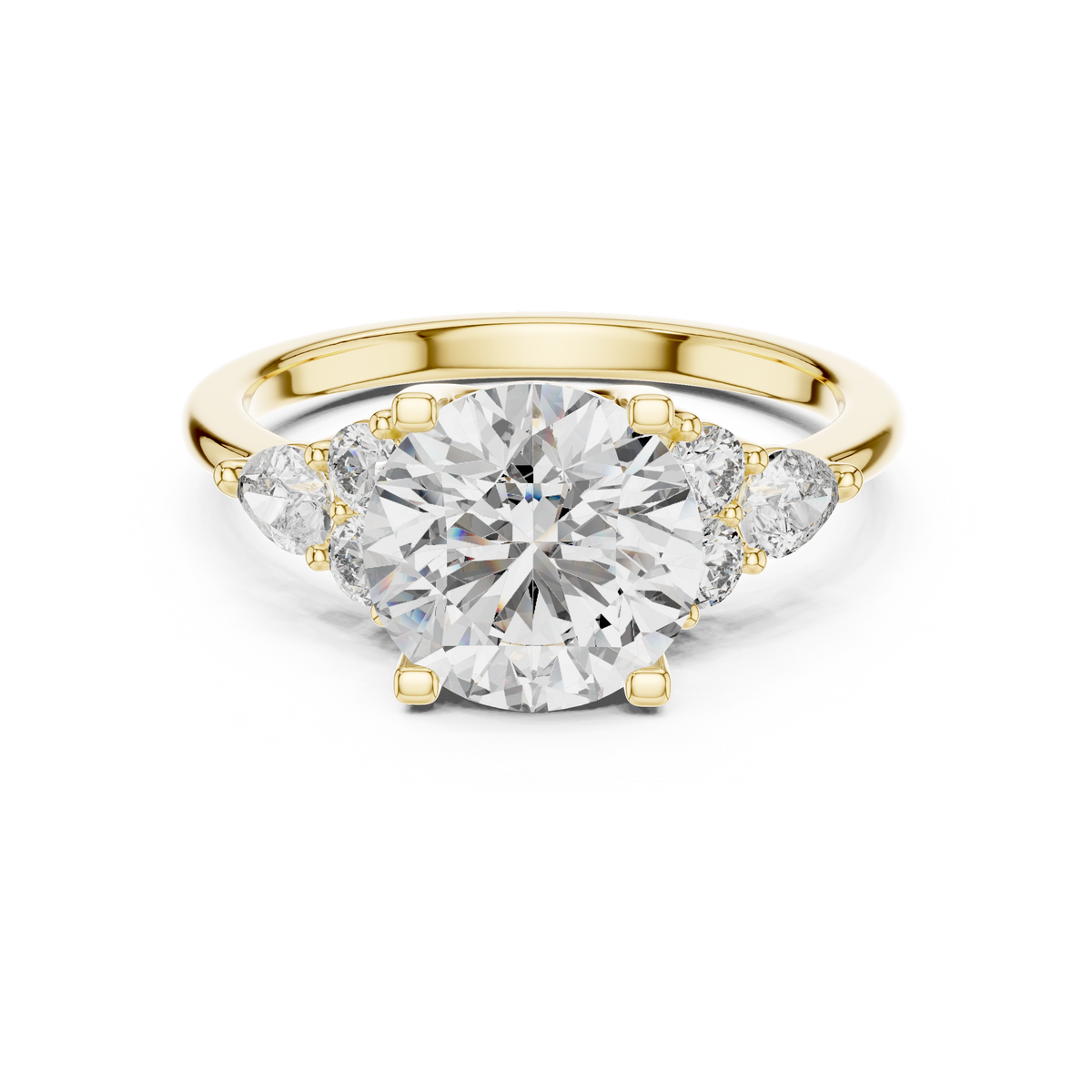 Blue Diamond Halo Accent Solitaire Ring