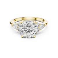 Blue Diamond Halo Accent Solitaire Ring
